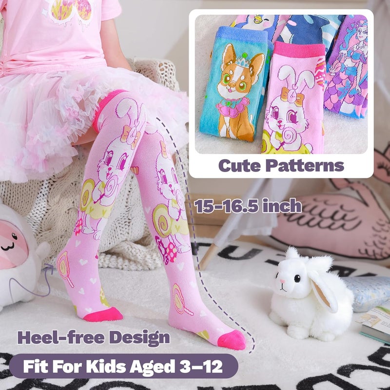 ANTSANG Kids Girls Knee High Socks Fashion Funny Crazy Stockings Gift Cute Novelty Long Boot Cotton Socks for Child 6 Pairs - Image 5